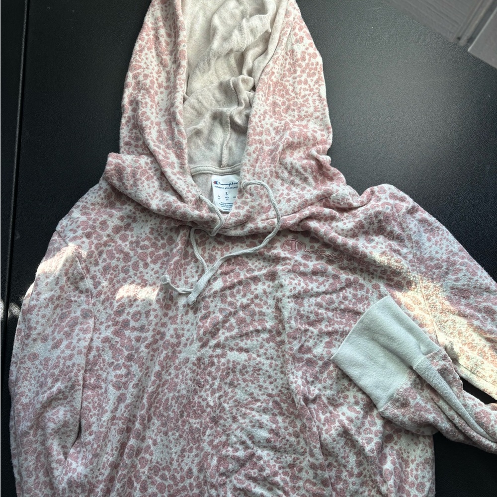 Pink and White Leopard Print Hoodie